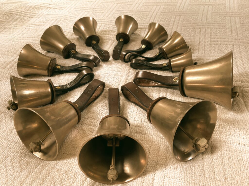 Handbells in a circular pattern